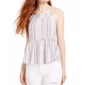 Vertical-Striped Printed Peplum Tank Top